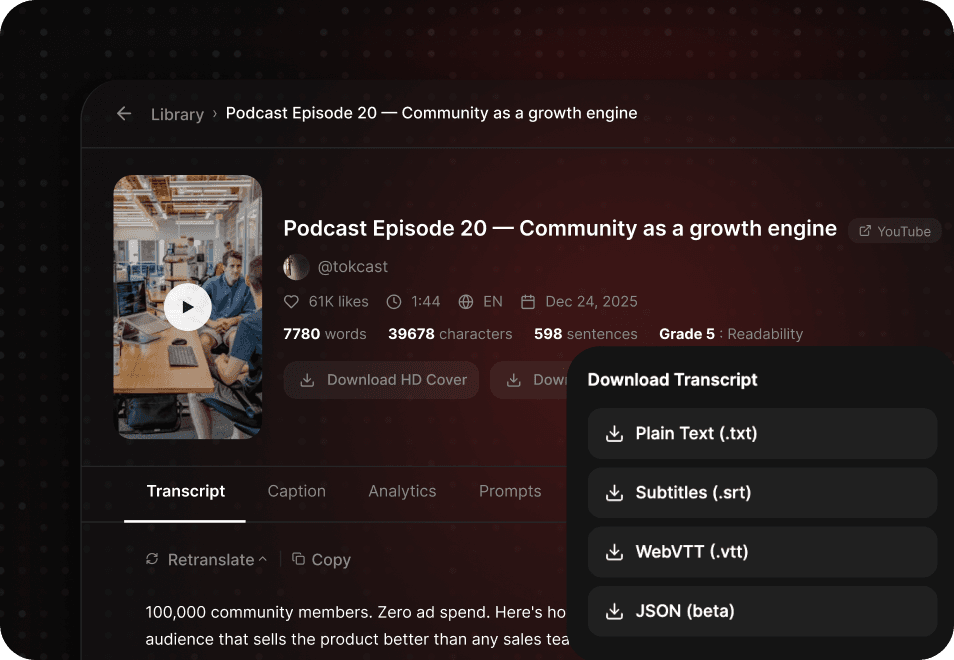 Download Your YouTube Transcript